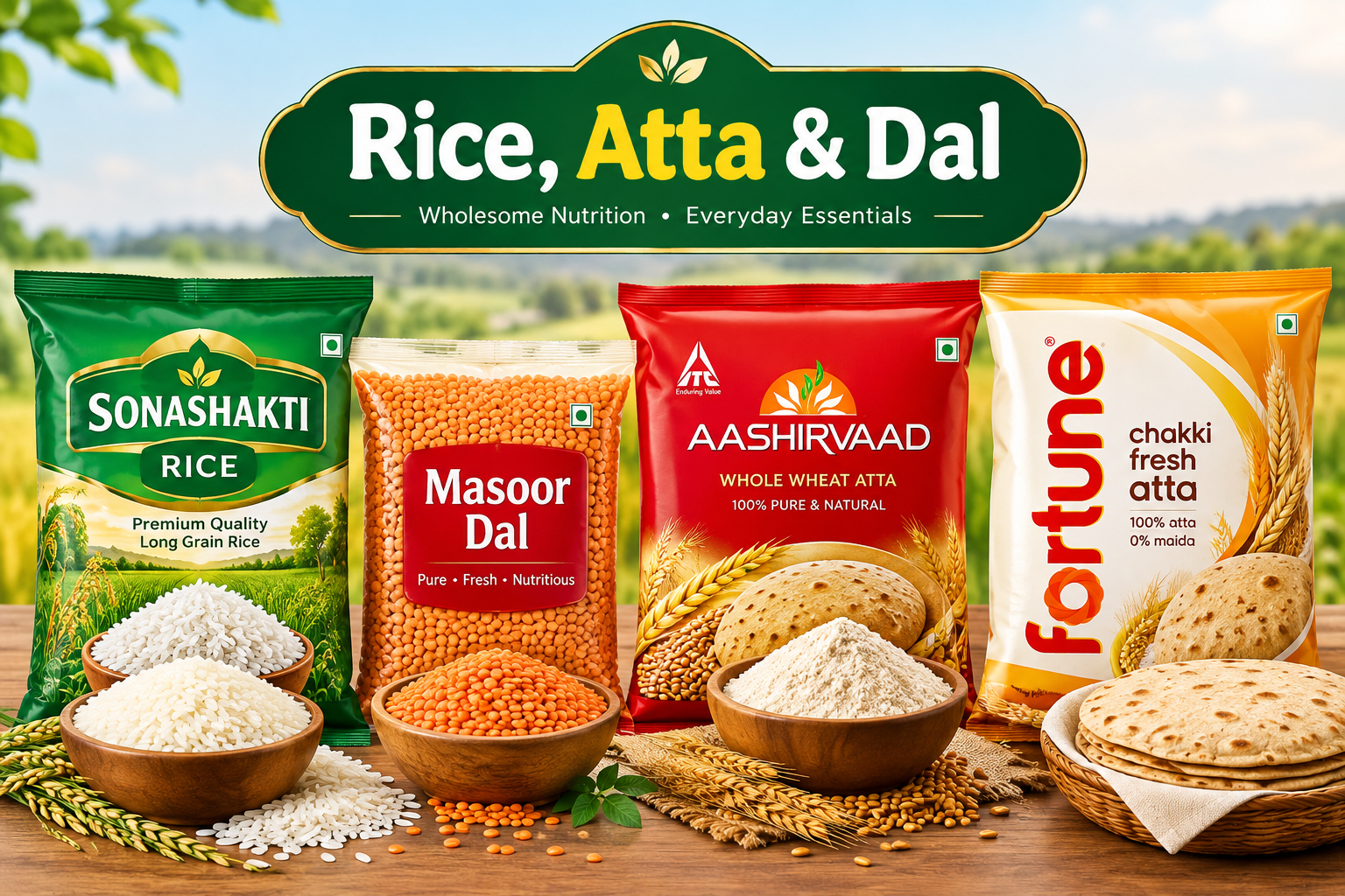 Rice, atta & dal