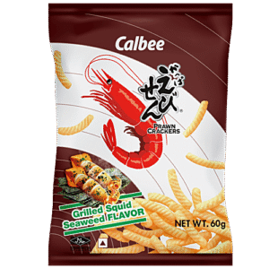 Calbee Prawn Cracker Grilled Squid Seaweed Flv 60G