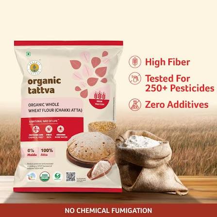 Organic Tattva Wheat Flour Chakki Atta 5 Kg