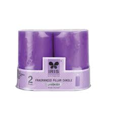 Iris Fragranced Pillar Candle Lavender 2 Pack