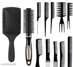 Premium Paddle Blck With Silver Ring Hair Brush 10