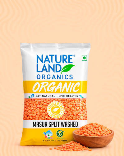 Nature Land Organic Masur Split Washed 500G