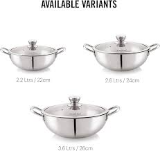 Cello Stainless Steel Cookwrre Flt Kadai 3.2L/24Cm
